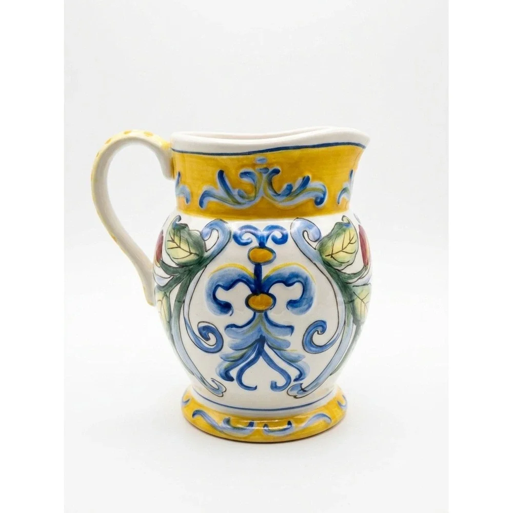 Fitz and Floyd Ricamo Rooster Creamer Pitcher Italian Ceramic Hand Painted